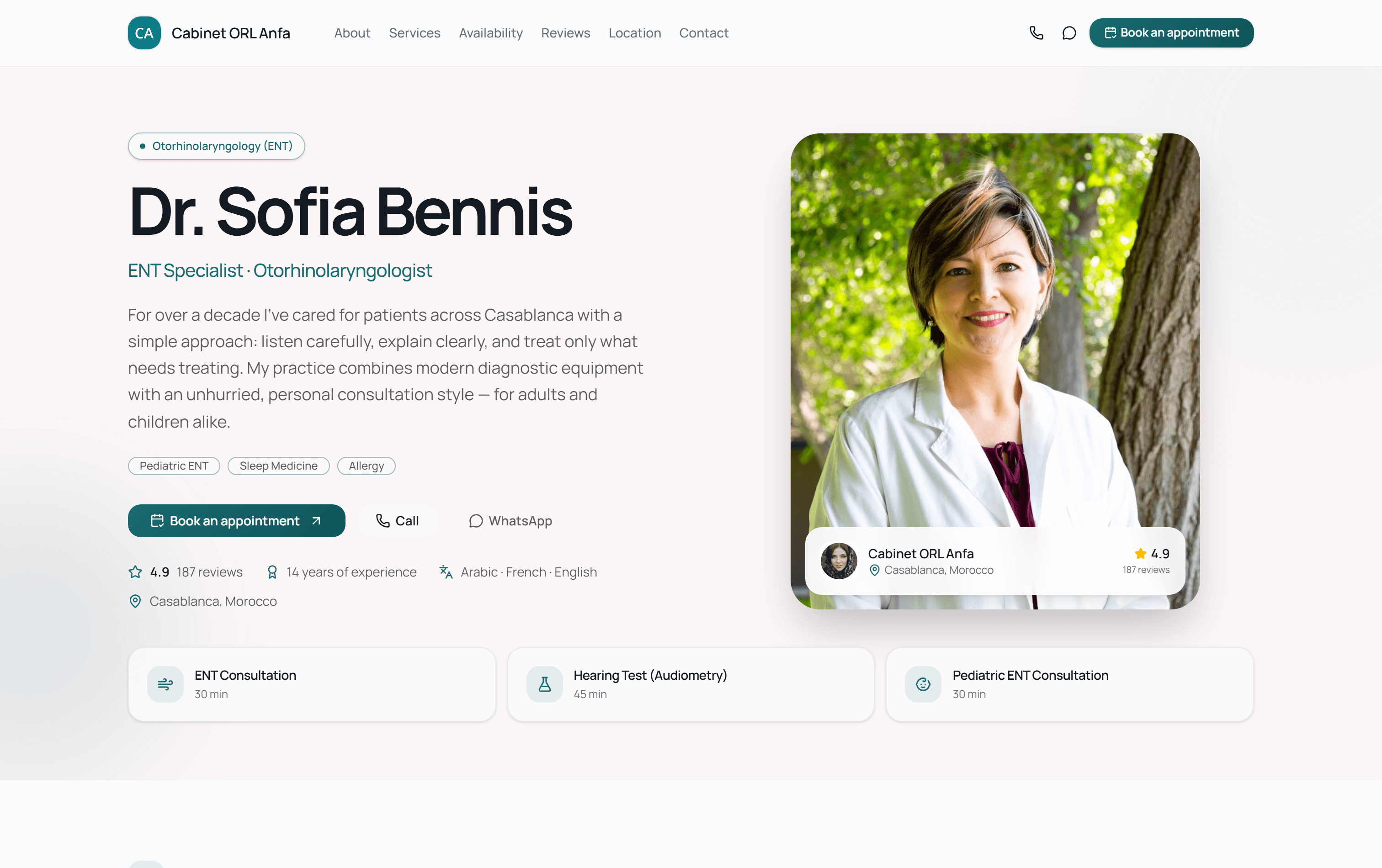 A doctor's public DOCUY profile and booking page